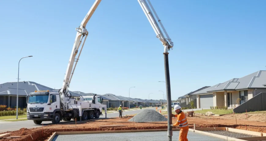 Concrete pumping during site cut to pour service