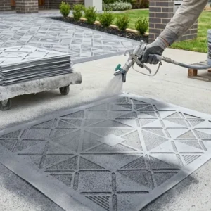 spray-on stencil concrete driveway1