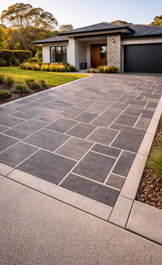 spray-on stencil concrete driveway4