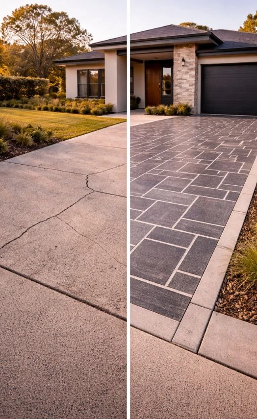 spray-on stencil concrete driveway7